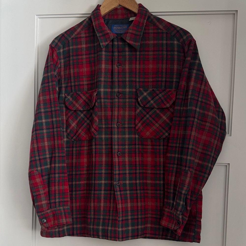 Pendleton Red and Green Plaid Button Down Shirt